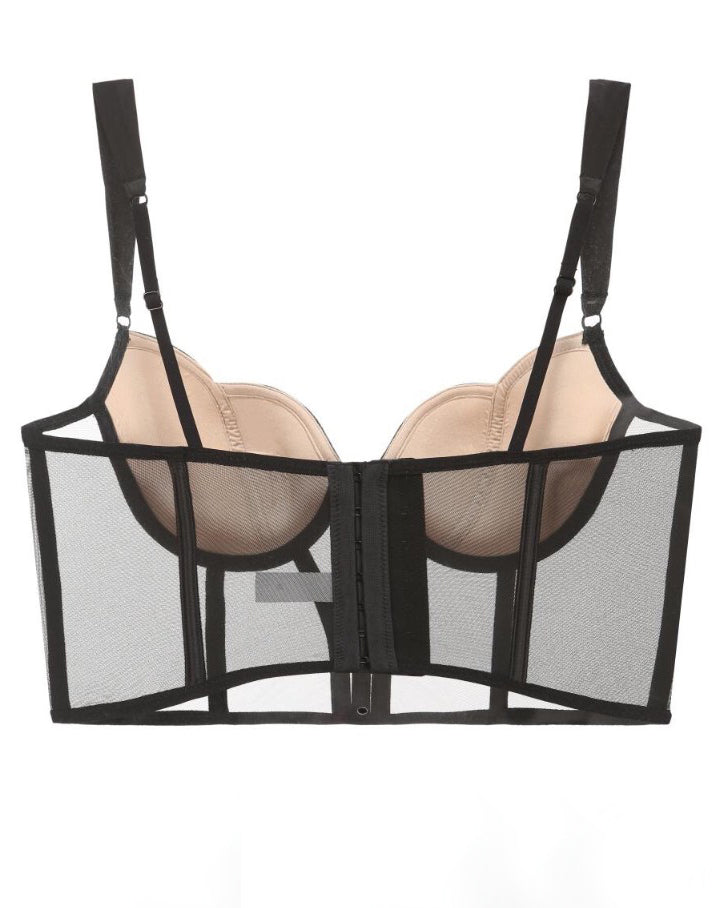 Sheer Mesh Push-Up Corset Top