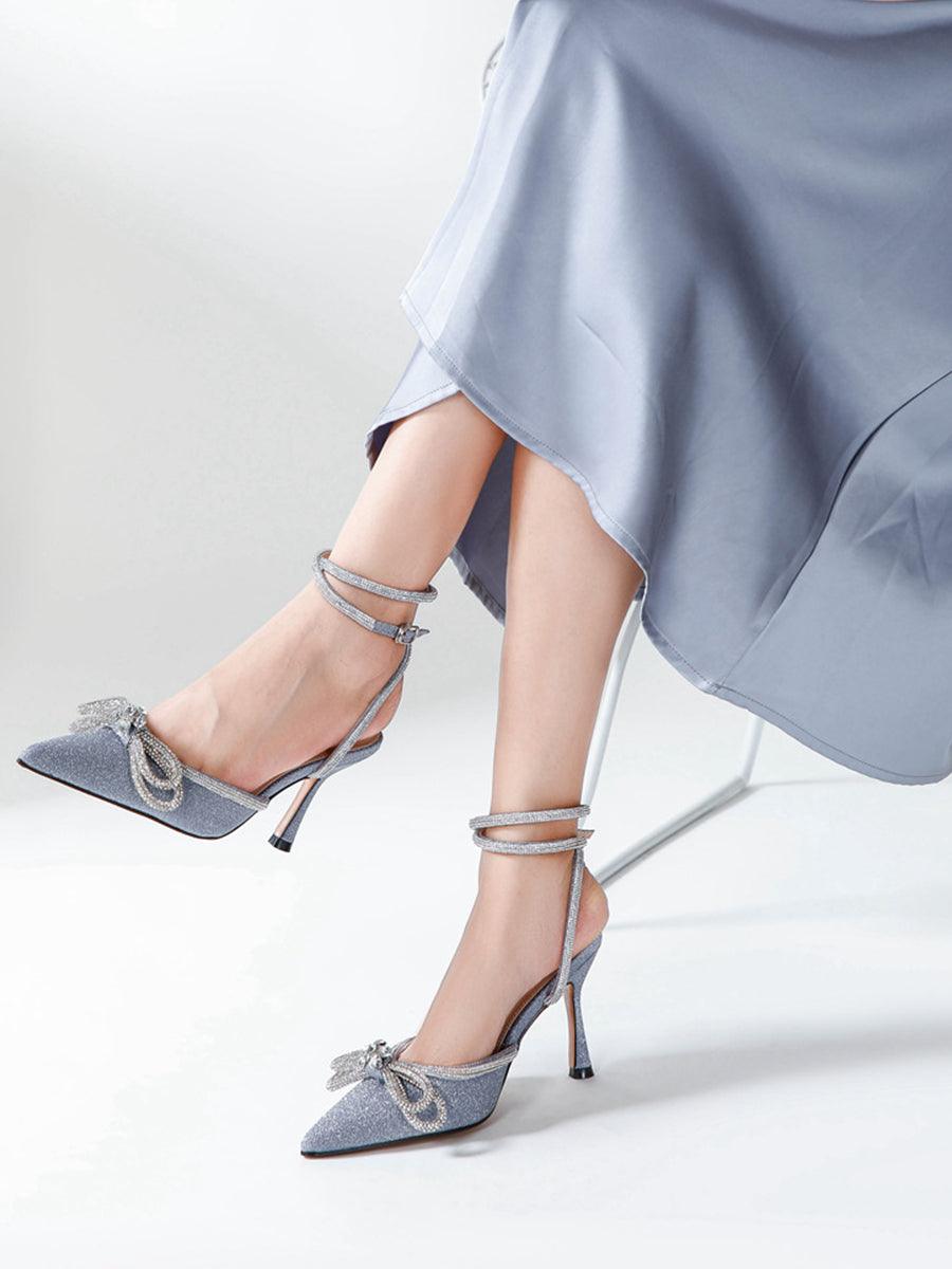 Rhinestone Bow Head Wrapped High Heels