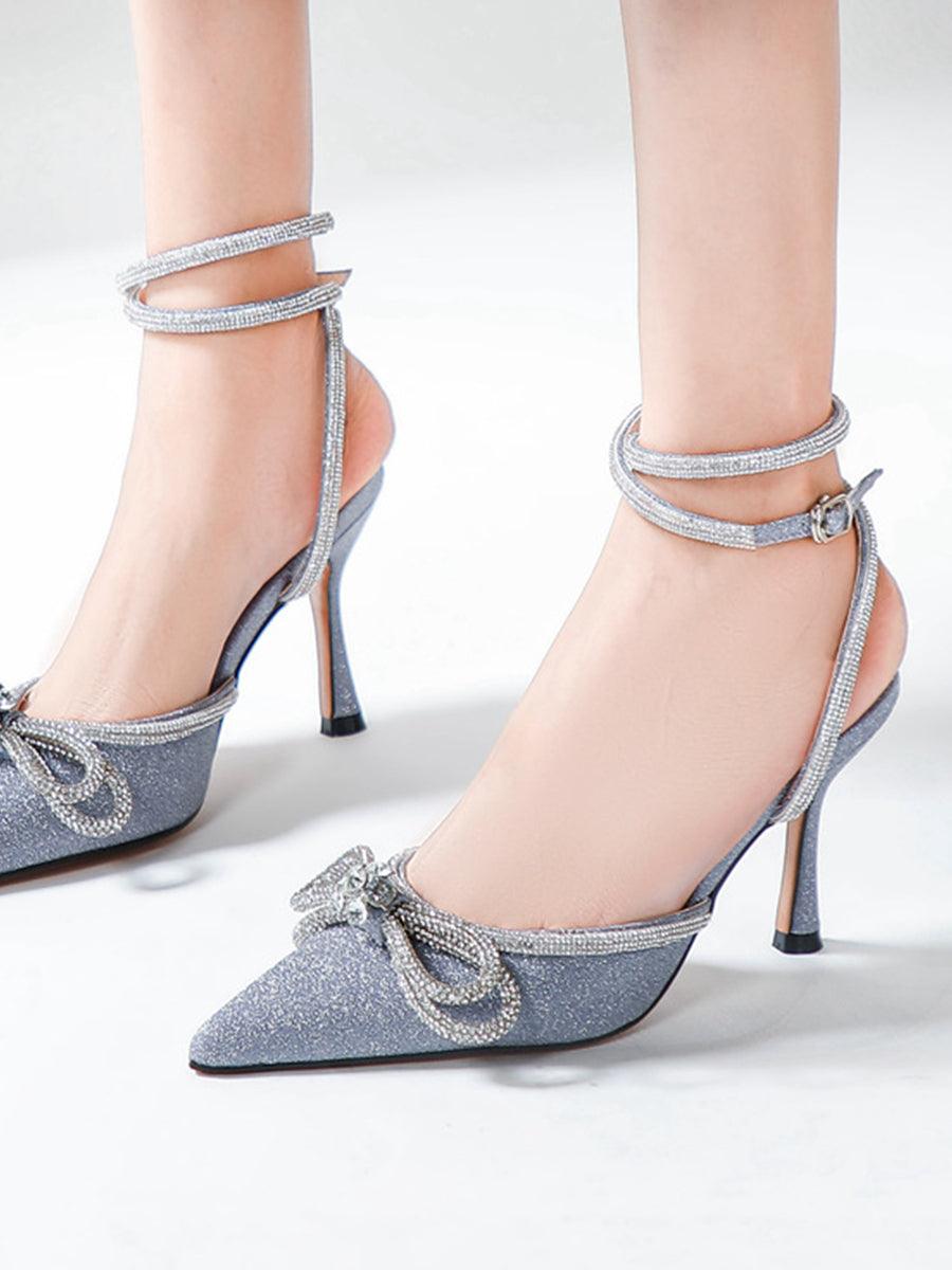 Rhinestone Bow Head Wrapped High Heels