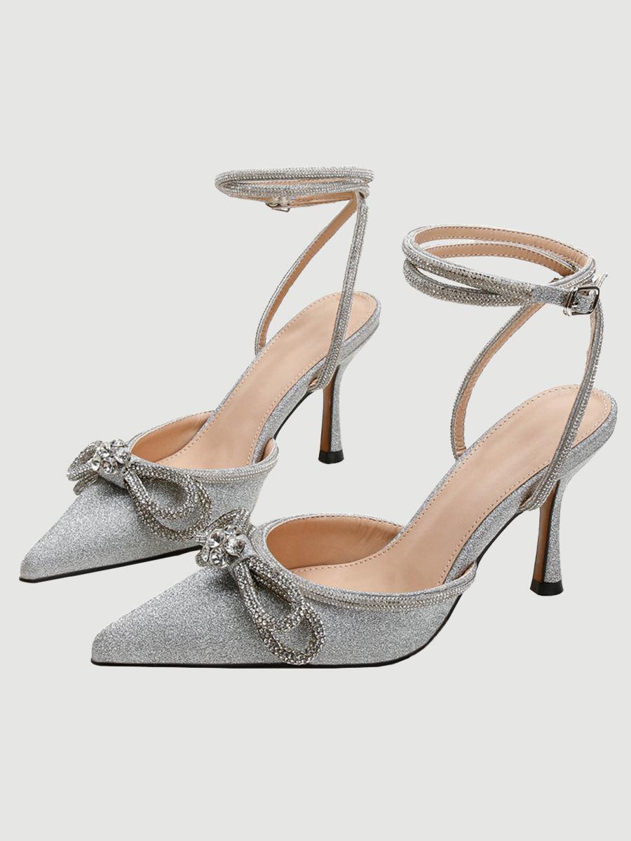 Rhinestone Bow Head Wrapped High Heels