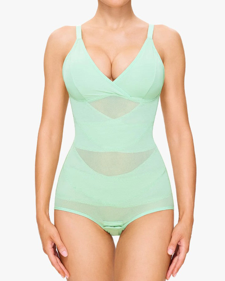 Sheer Mesh Slimming Thong Bodysuit
