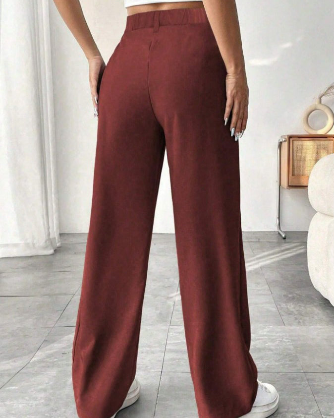 Slim Wide-Leg Suit Pants