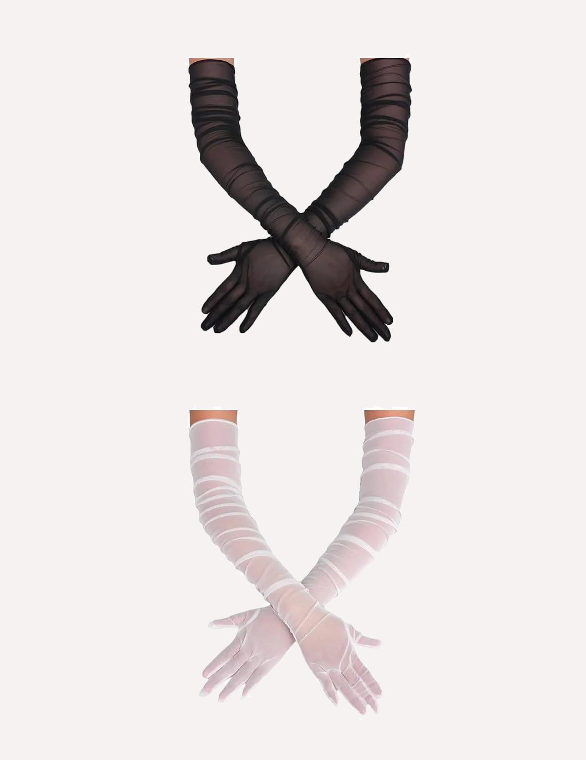 1920s Long Sheer Gloves Tulle Mesh Gloves