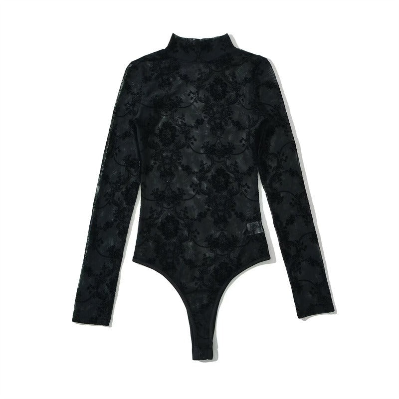 Long-Sleeved lace Slimming Thong Shapewear Bodysuit