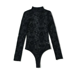 Long-Sleeved lace Slimming Thong Shapewear Bodysuit