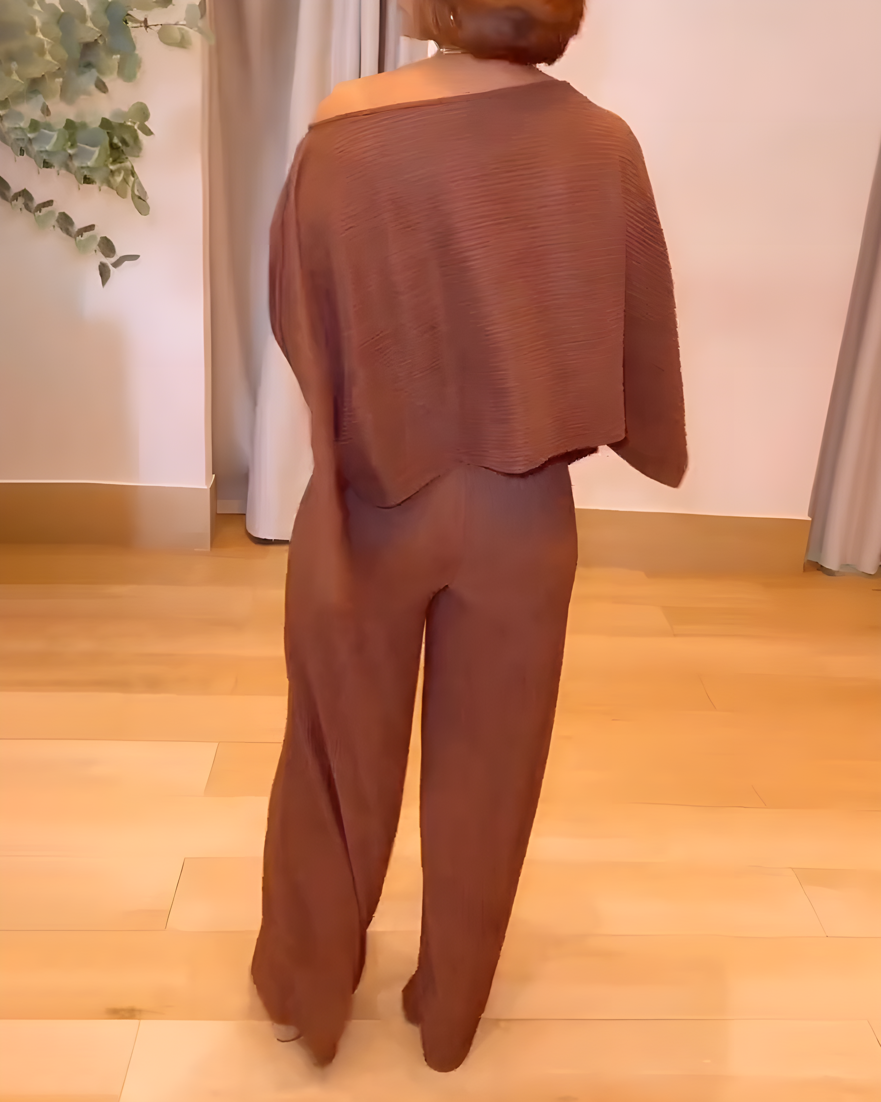 Off-Shoulder Top Wide-Leg Pants Casual Set