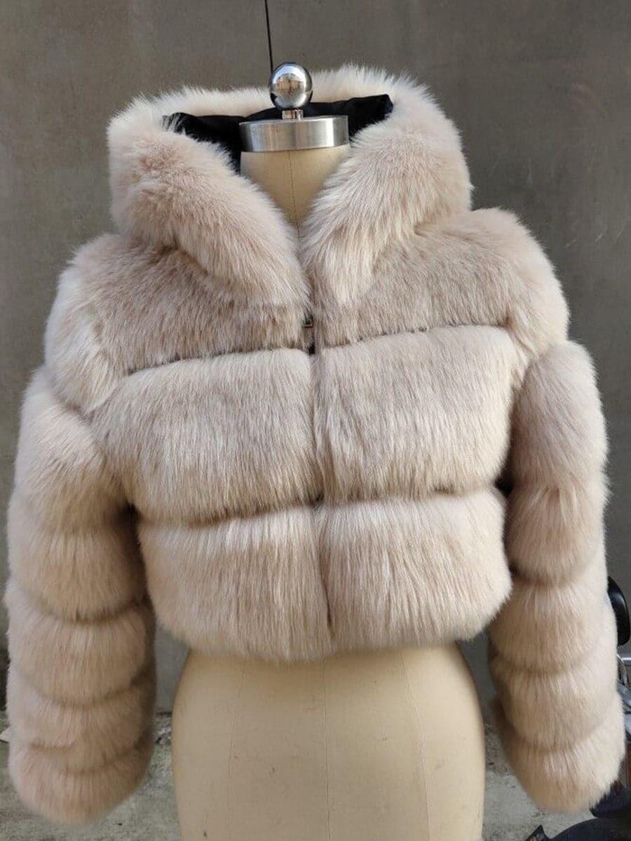 Ivory Faux Fur Hooded Coat