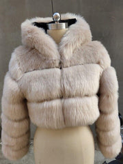 Ivory Faux Fur Hooded Coat