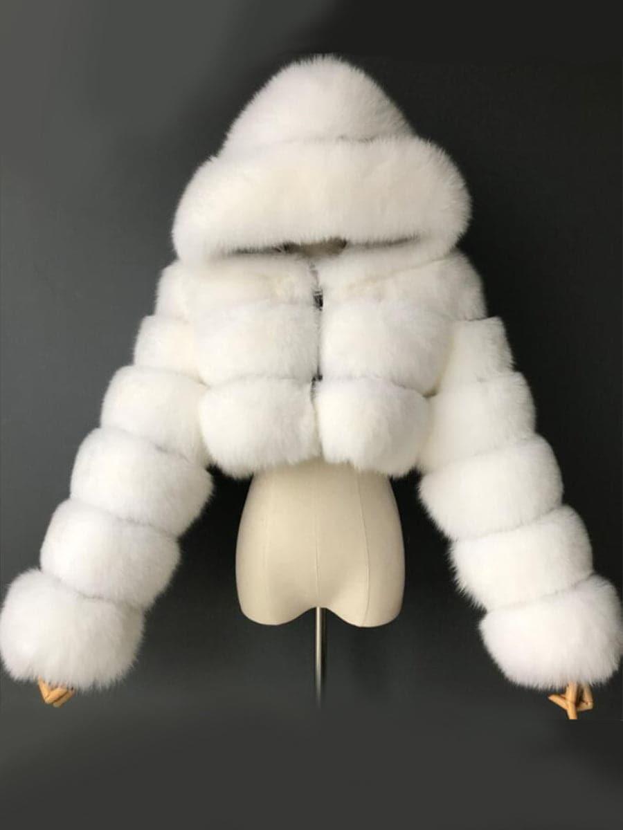 Ivory Faux Fur Hooded Coat