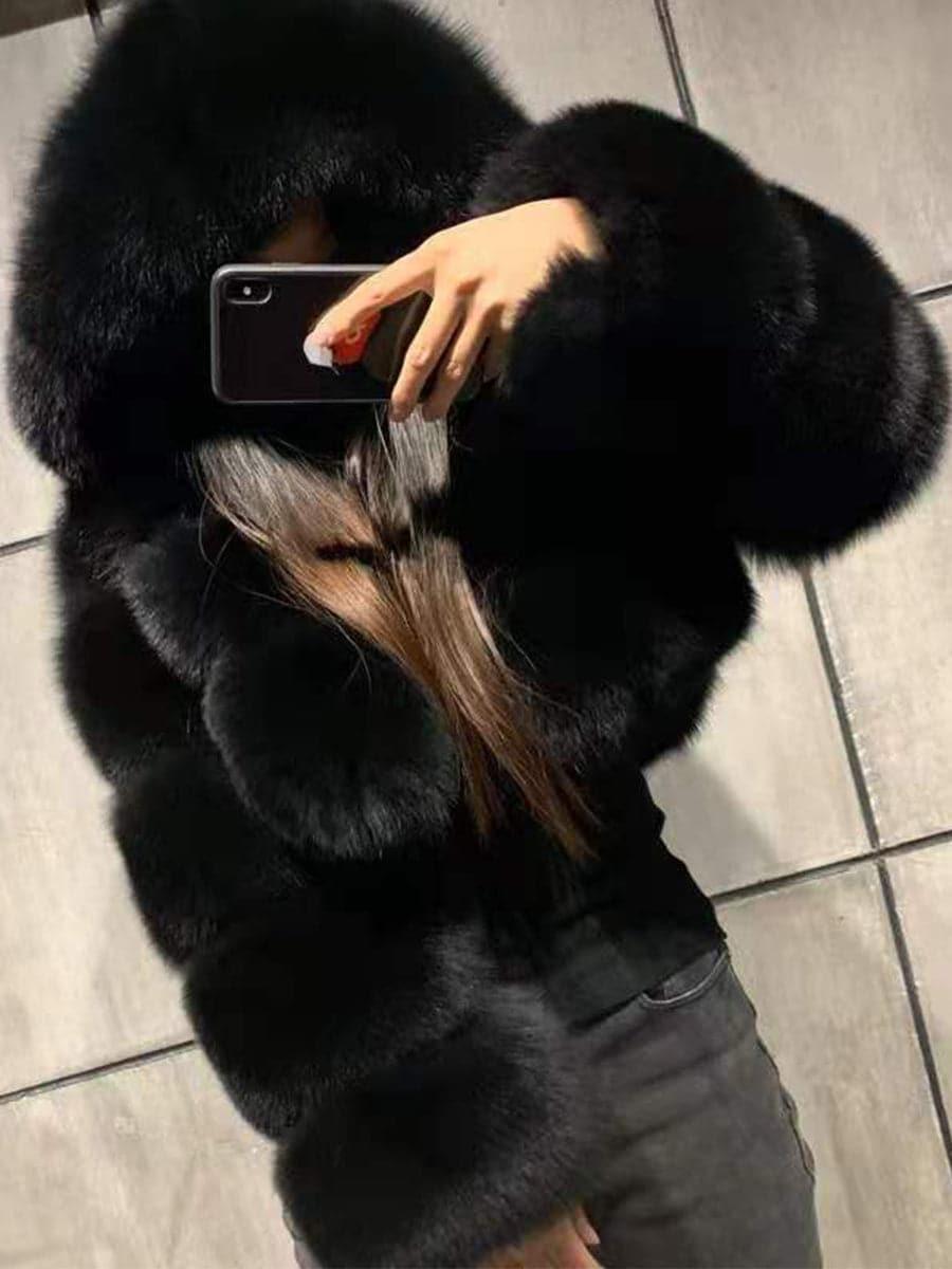Ivory Faux Fur Hooded Coat