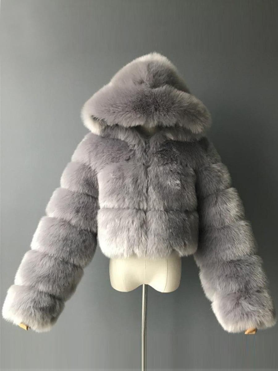 Ivory Faux Fur Hooded Coat