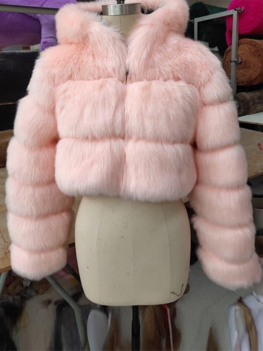Ivory Faux Fur Hooded Coat