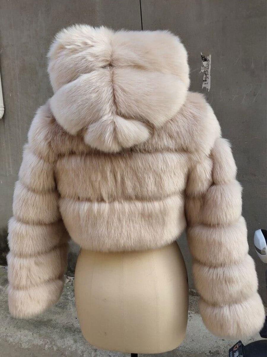 Ivory Faux Fur Hooded Coat