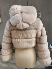 Ivory Faux Fur Hooded Coat