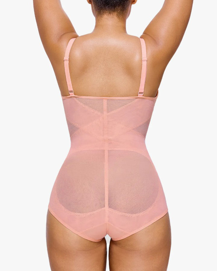 Sheer Mesh Slimming Thong Bodysuit