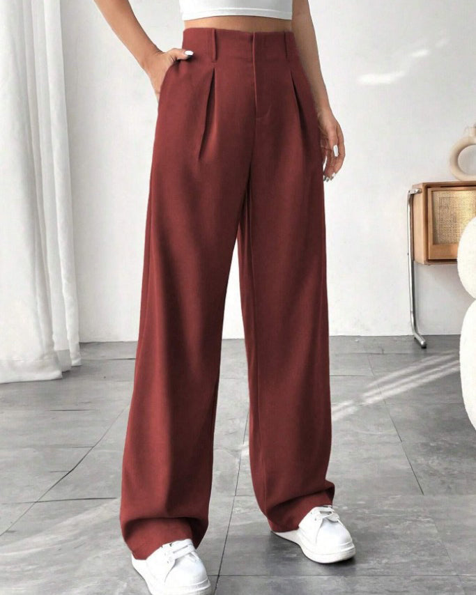Slim Wide-Leg Suit Pants