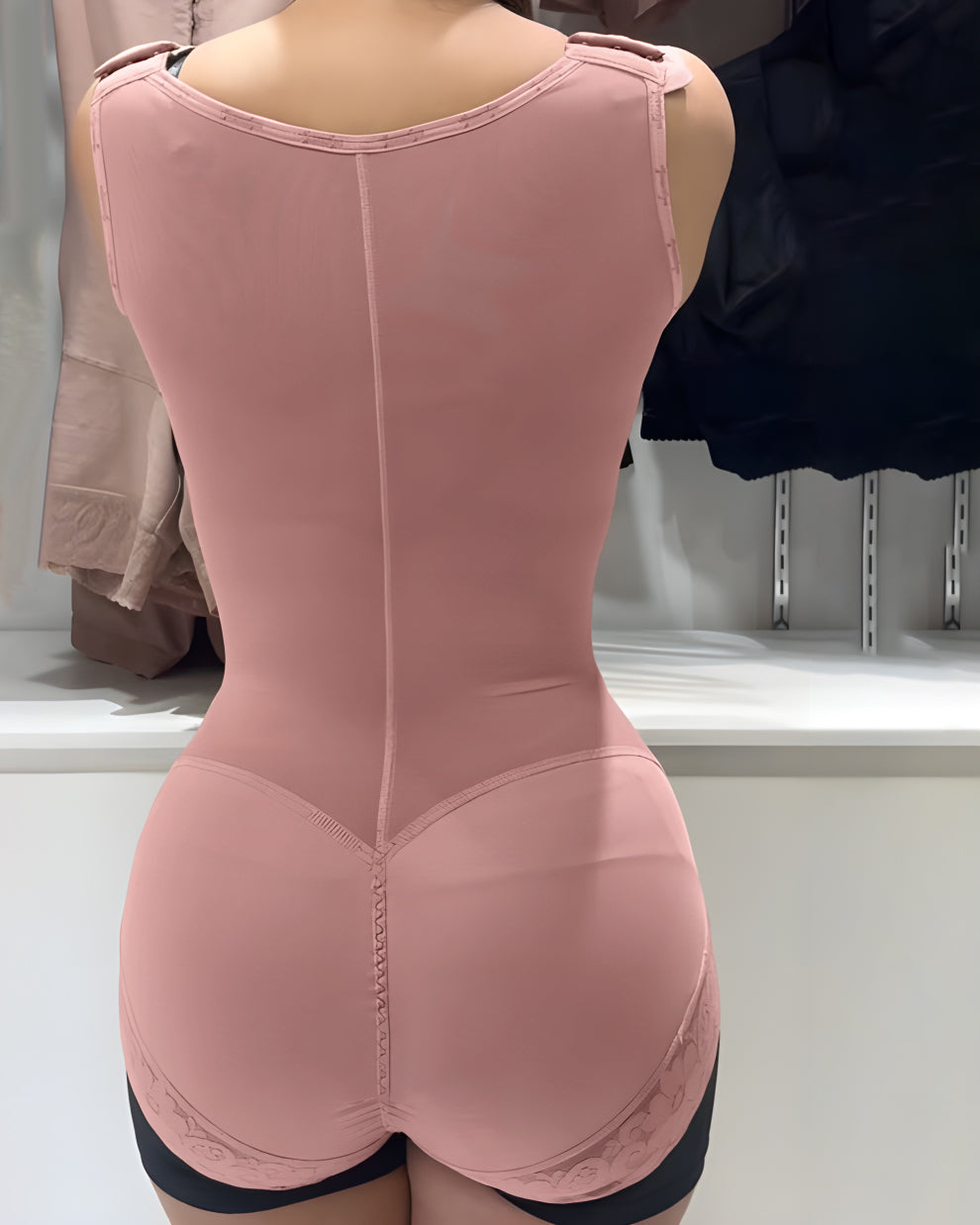 Tummy Control Butt-Lifting Slimming Short One-Piece  Hook Eye Shapewear With Wide Straps