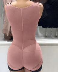Tummy Control Butt-Lifting Slimming Short One-Piece  Hook Eye Shapewear With Wide Straps