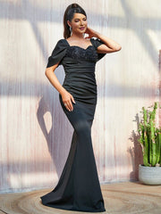 Lace Up Mermaid Knit Evening Dress