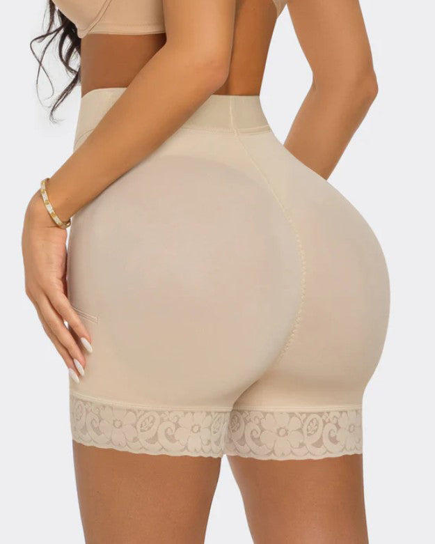 Seamless Lace-Trimmed High-Waisted Hip-Lifting Shorts