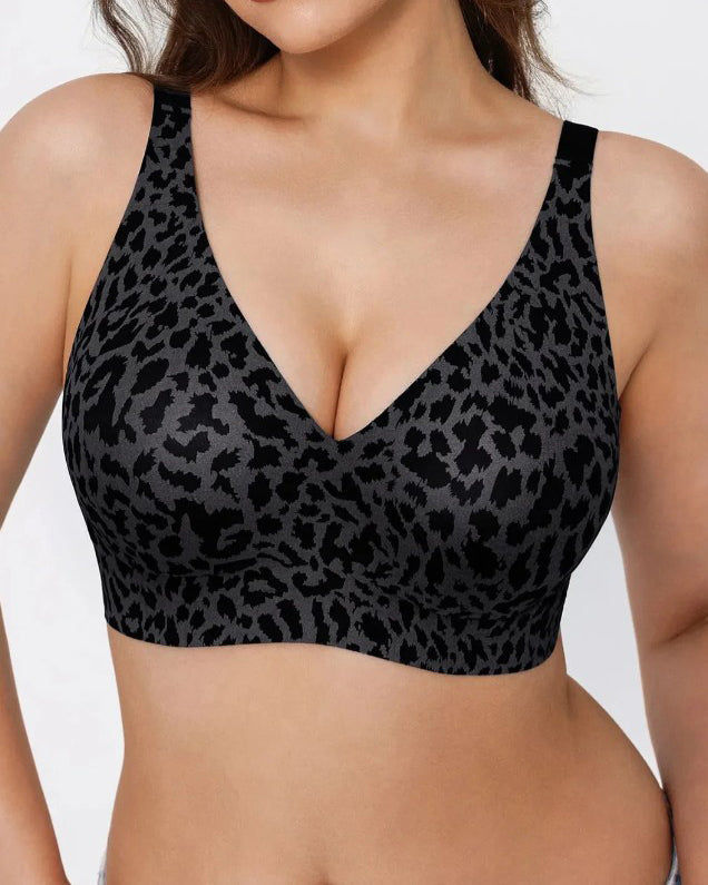 Seamless Leopard Print Comfort Bra