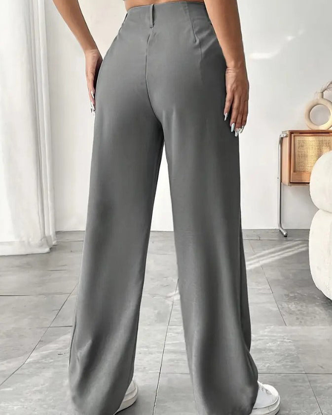 Slim Wide-Leg Suit Pants