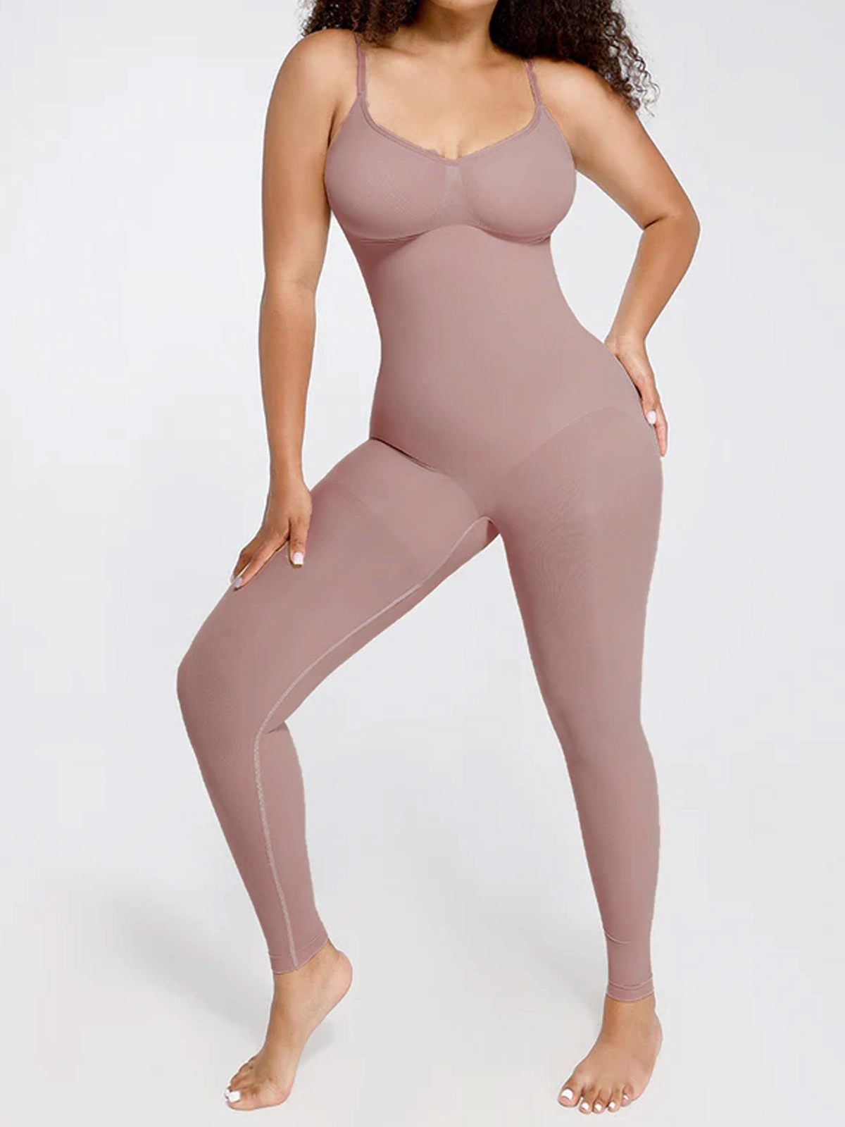Seamless Waist-Breast Support Mid Thigh Body Shaper