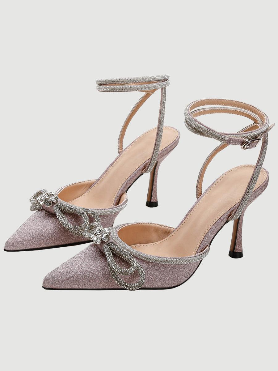 Rhinestone Bow Head Wrapped High Heels