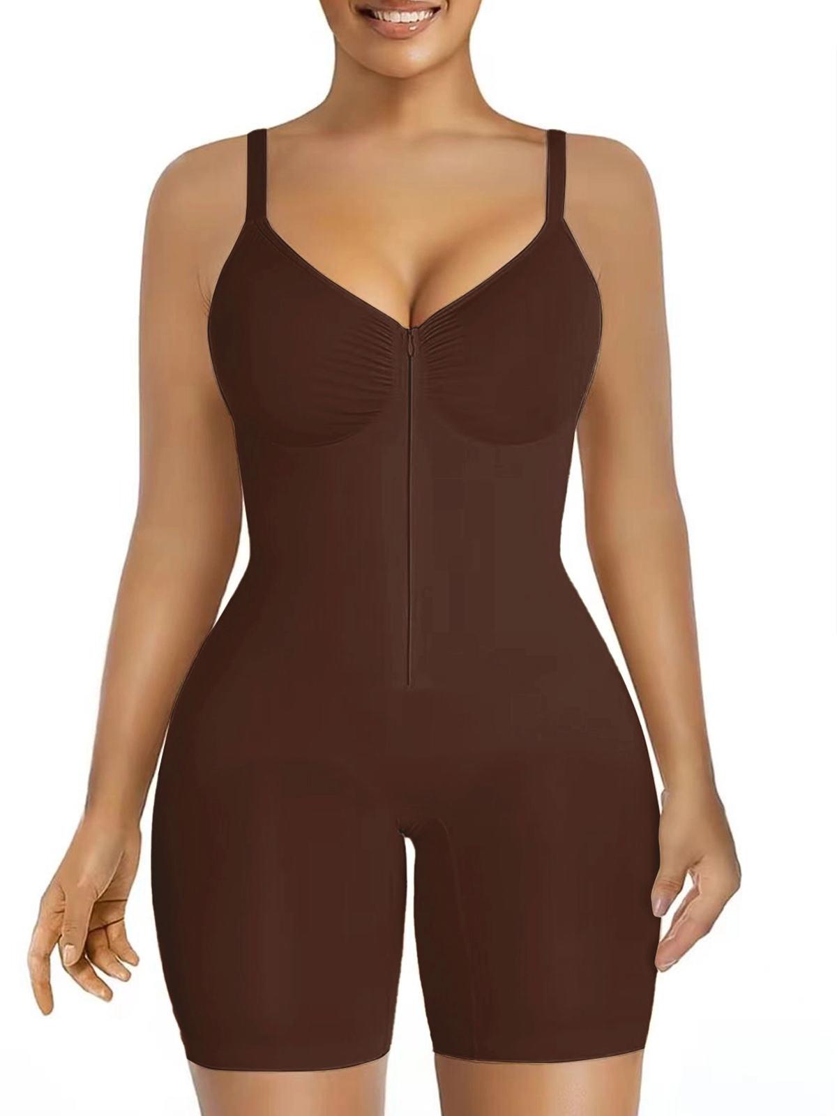 High Elastic Zipper Adjustable Straps Breathable Mesh Design Tummy Control Body Shaper