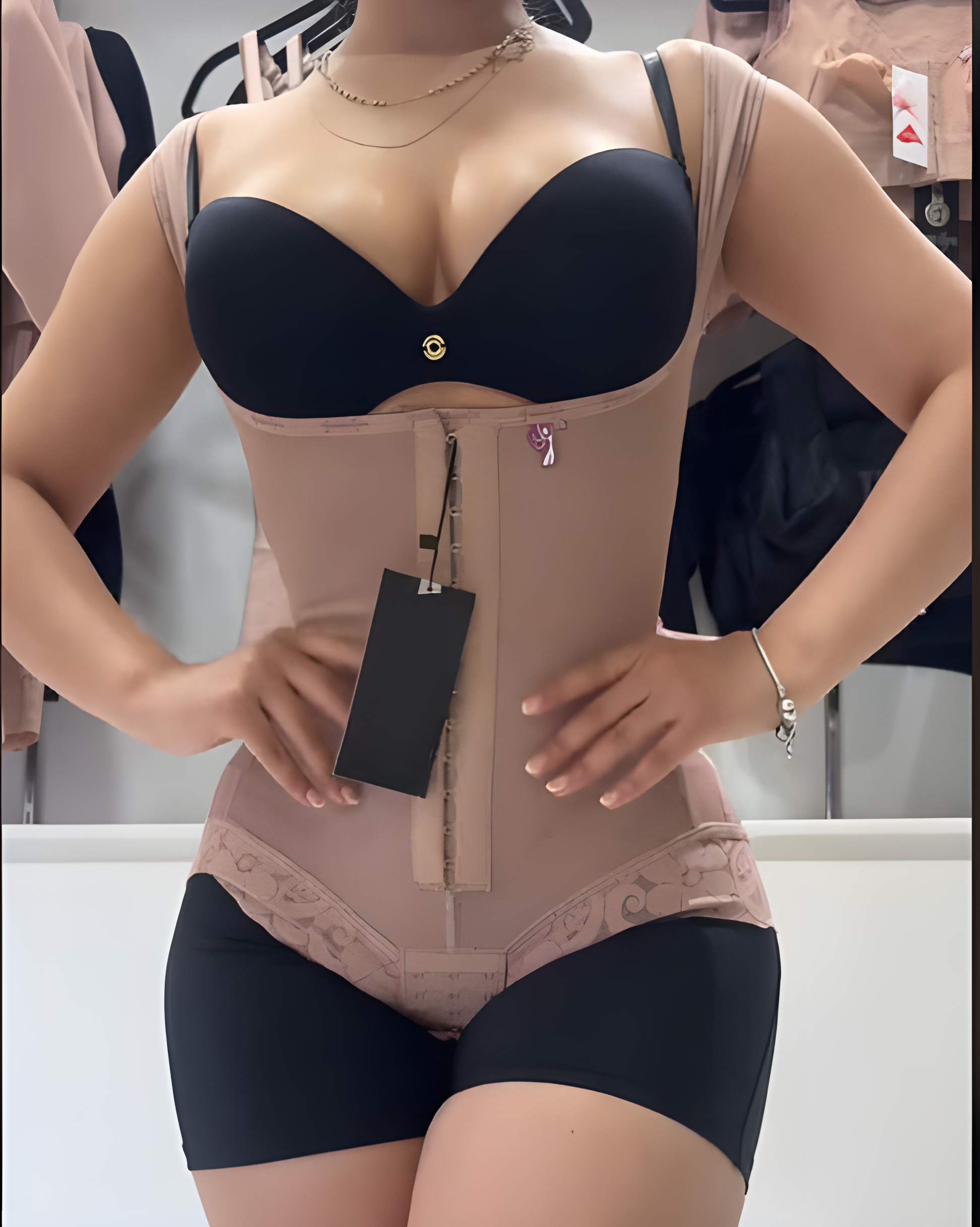 Tummy Control Butt-Lifting Slimming Short One-Piece  Hook Eye Shapewear With Wide Straps