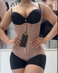 Tummy Control Butt-Lifting Slimming Short One-Piece  Hook Eye Shapewear With Wide Straps