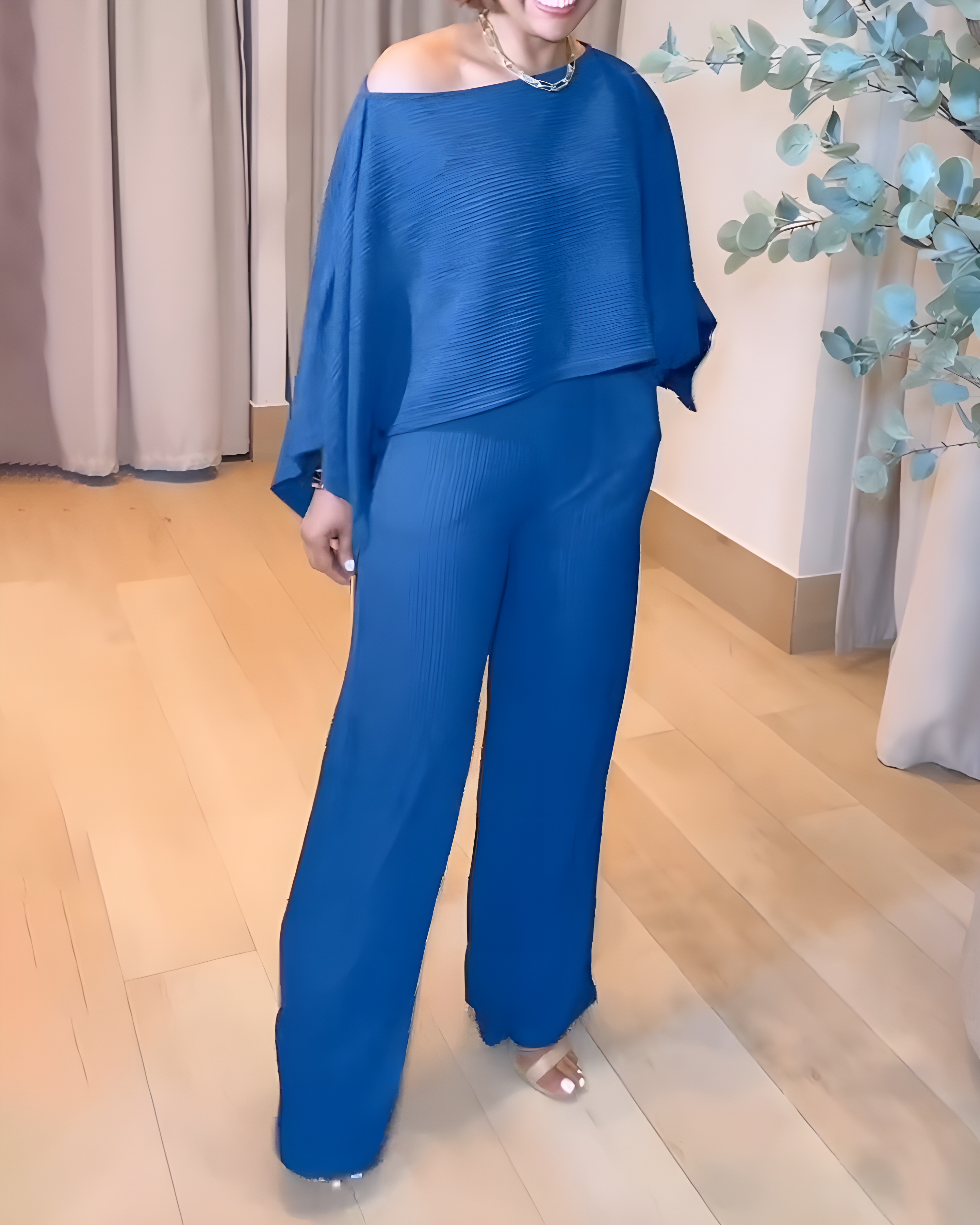 Off-Shoulder Top Wide-Leg Pants Casual Set
