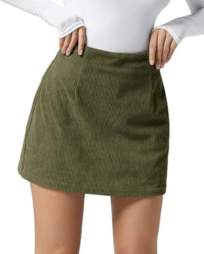 Built-In Shorts Corduroy Skirt