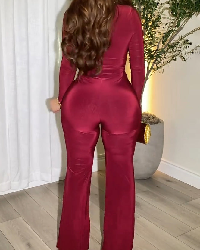 V-Neck Slim-Fit Jumpsuit