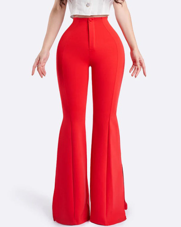 High Waist Side Slit Hip Lift Flared Yoga Pants