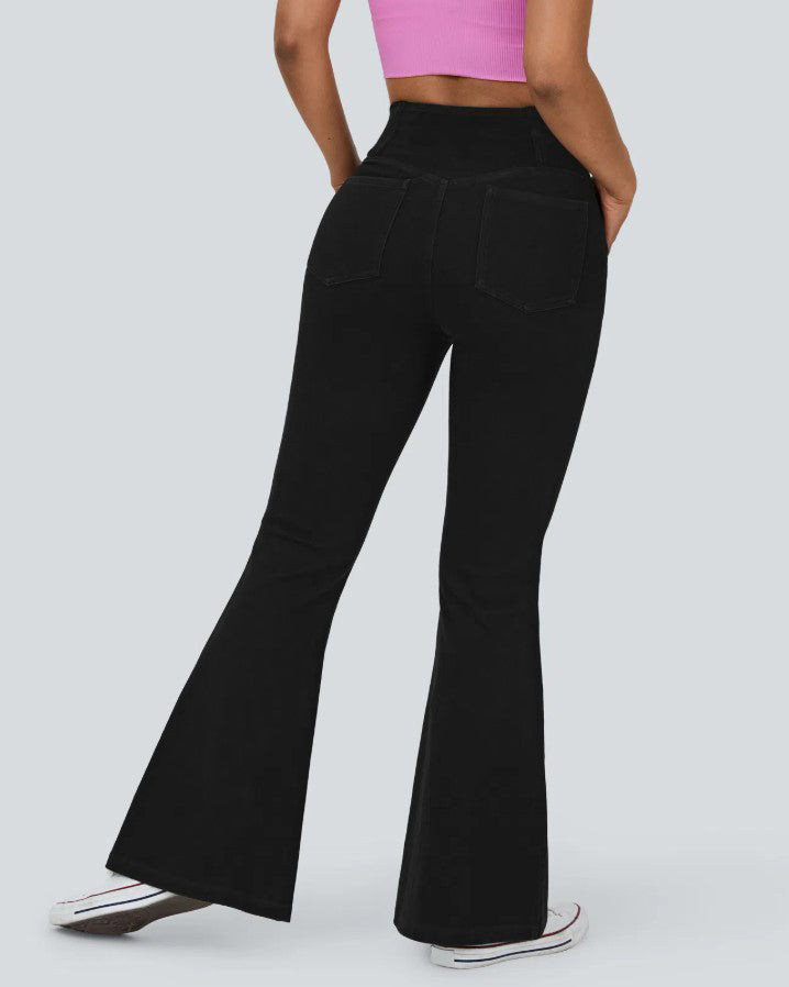 High-Stretch Slimming-Fit Flared Jeans