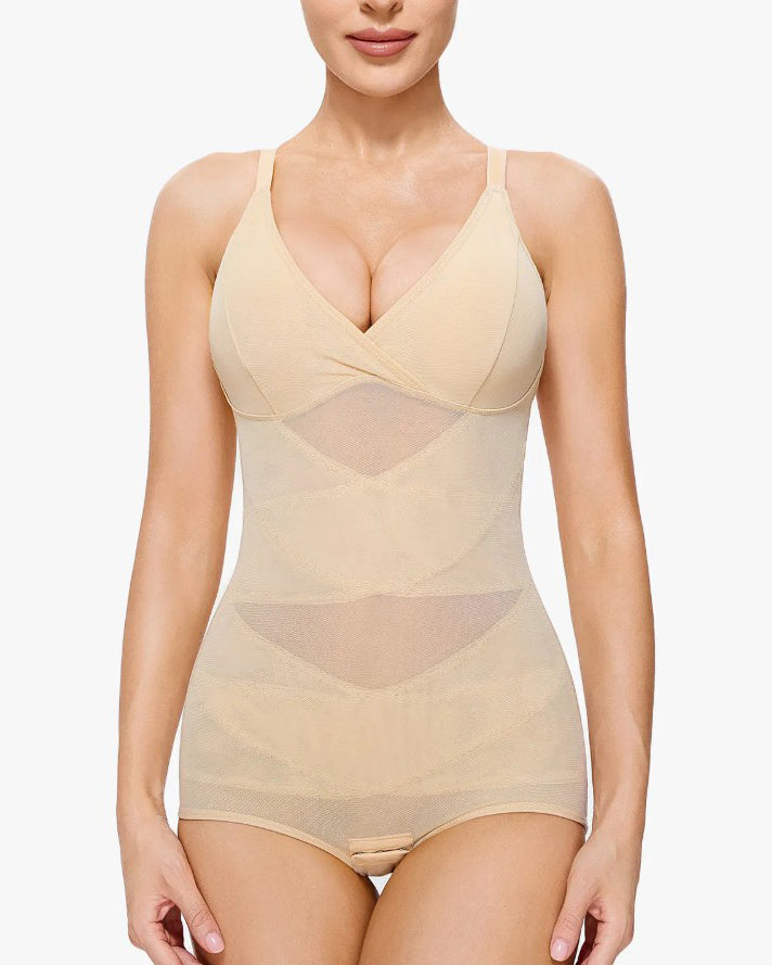 Sheer Mesh Slimming Thong Bodysuit