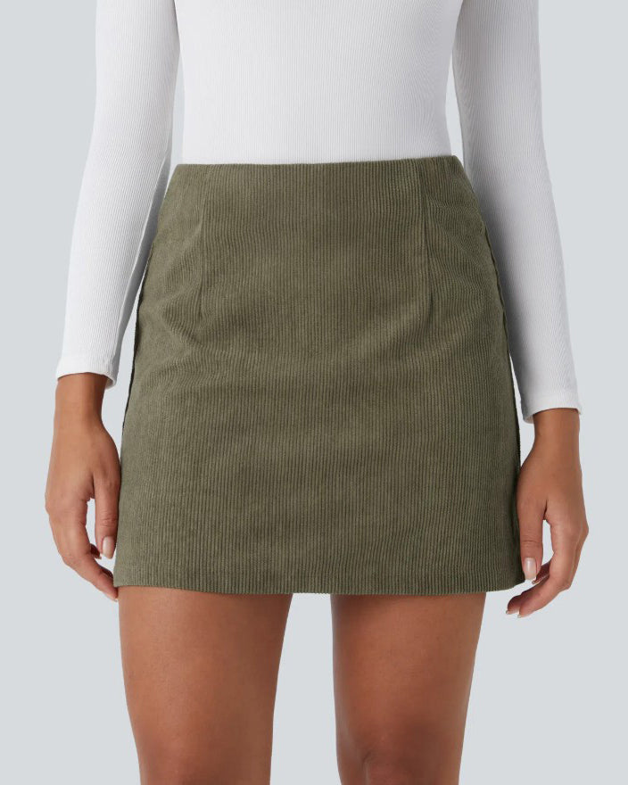 Corduroy Slimming Built In Shorts Skirt