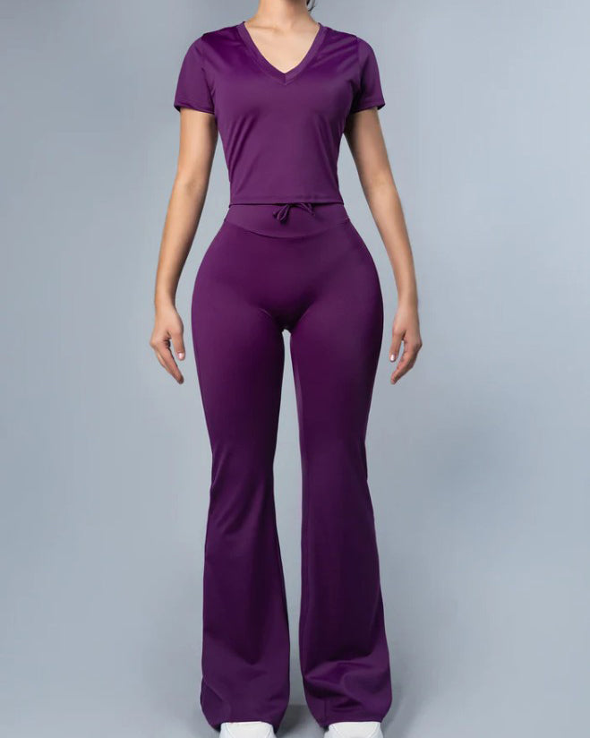 Casual Short-Sleeved Slim-Fit 2-Piece Set