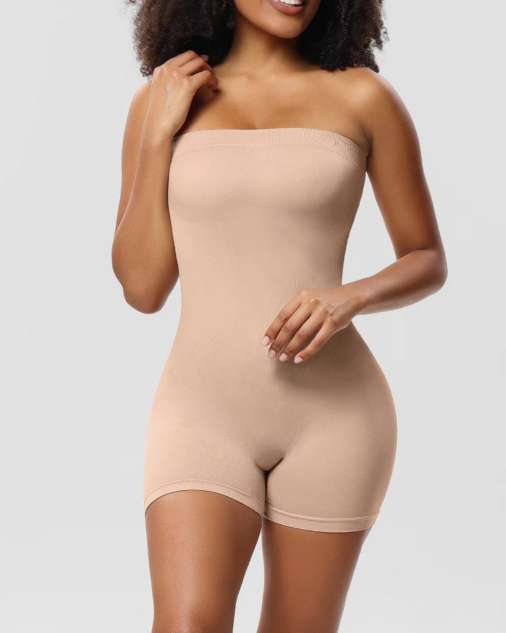 Bandeau Ribbed Slimming Shapewear Romper