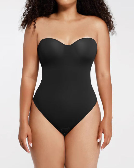 Removable Straps Satin Slimming Shapewear Thong Bodysuit