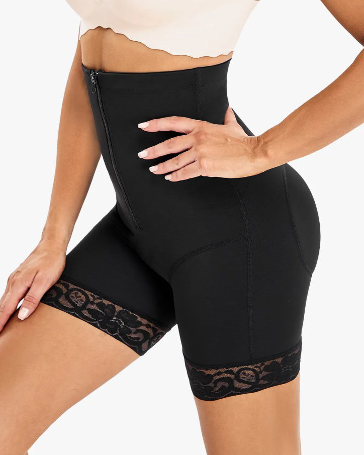 High-Rise Tummy-Controlling Front Zip Shaping Shorts