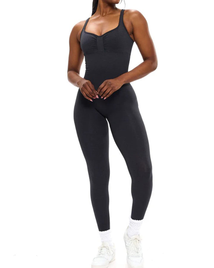 Ribbed Seamless Tummy Control Shapewear Long Jumpsuit