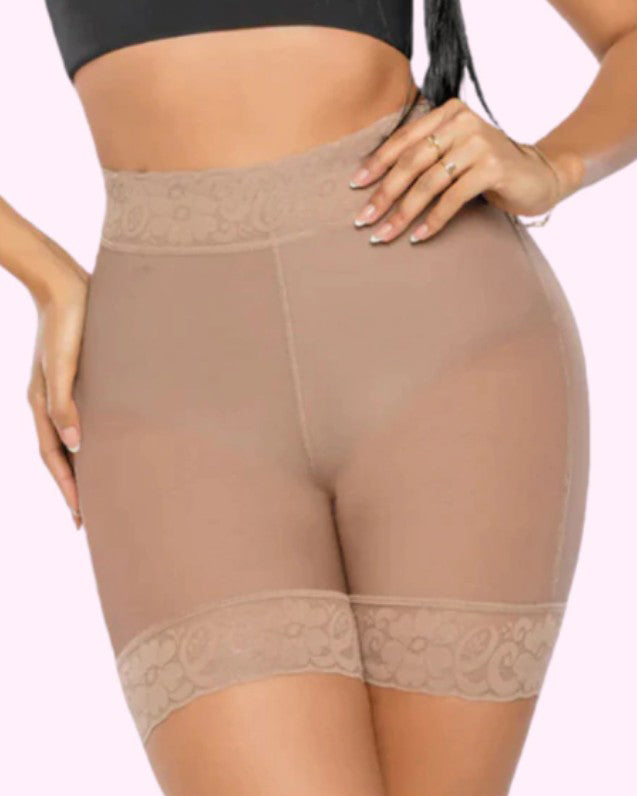 Mesh Lace Trims High Rise Butt Lifter Shorts