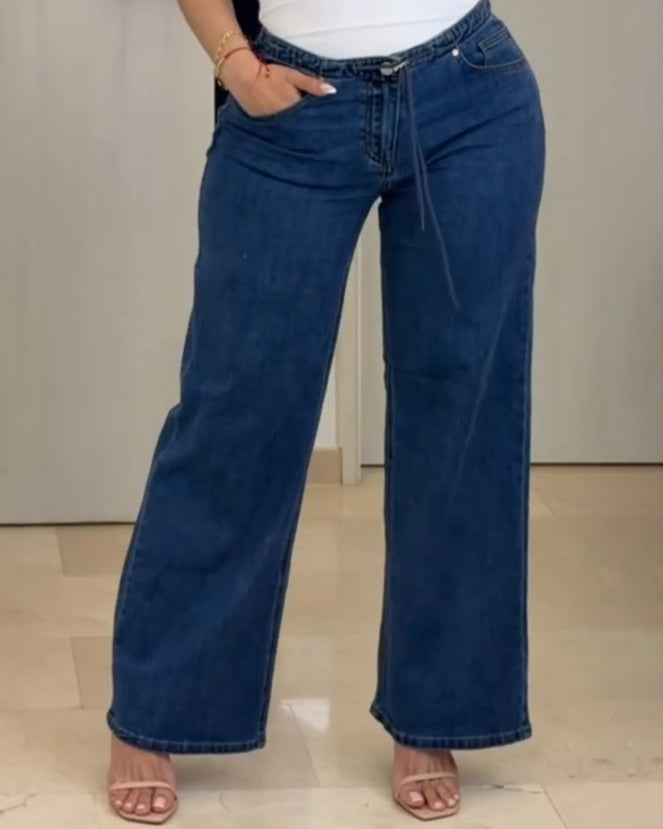 Tie Up Slim-Fit Jeans