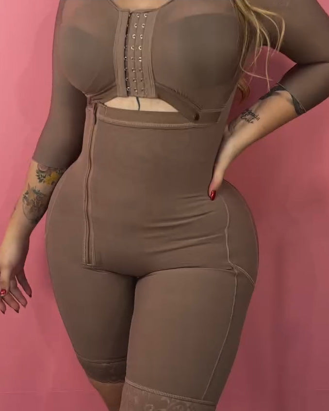Long-Sleeved Side Zipper Mid-Length Slimming Shapewear