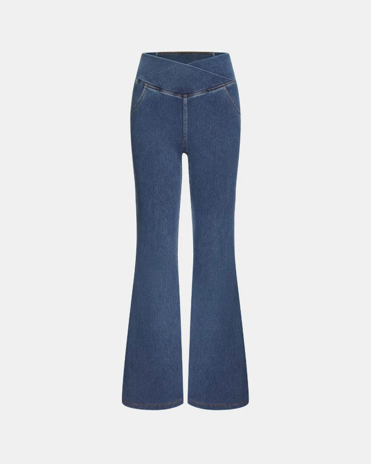 High-Stretch Slimming-Fit Flared Jeans