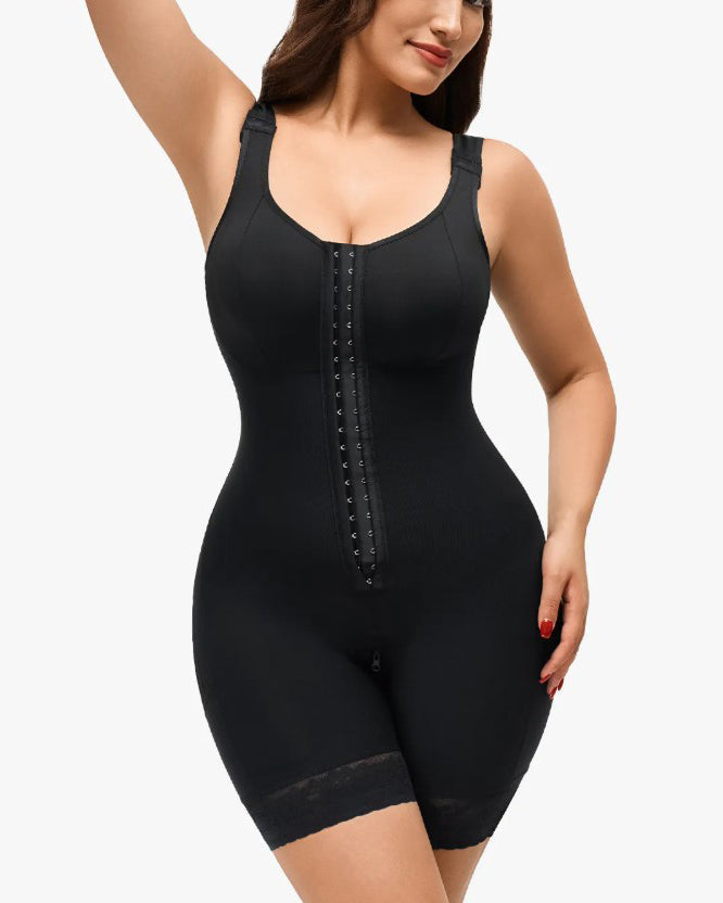 Wide Straps Hourglass Tummy-Sculpt Hook Eye Body Shaper