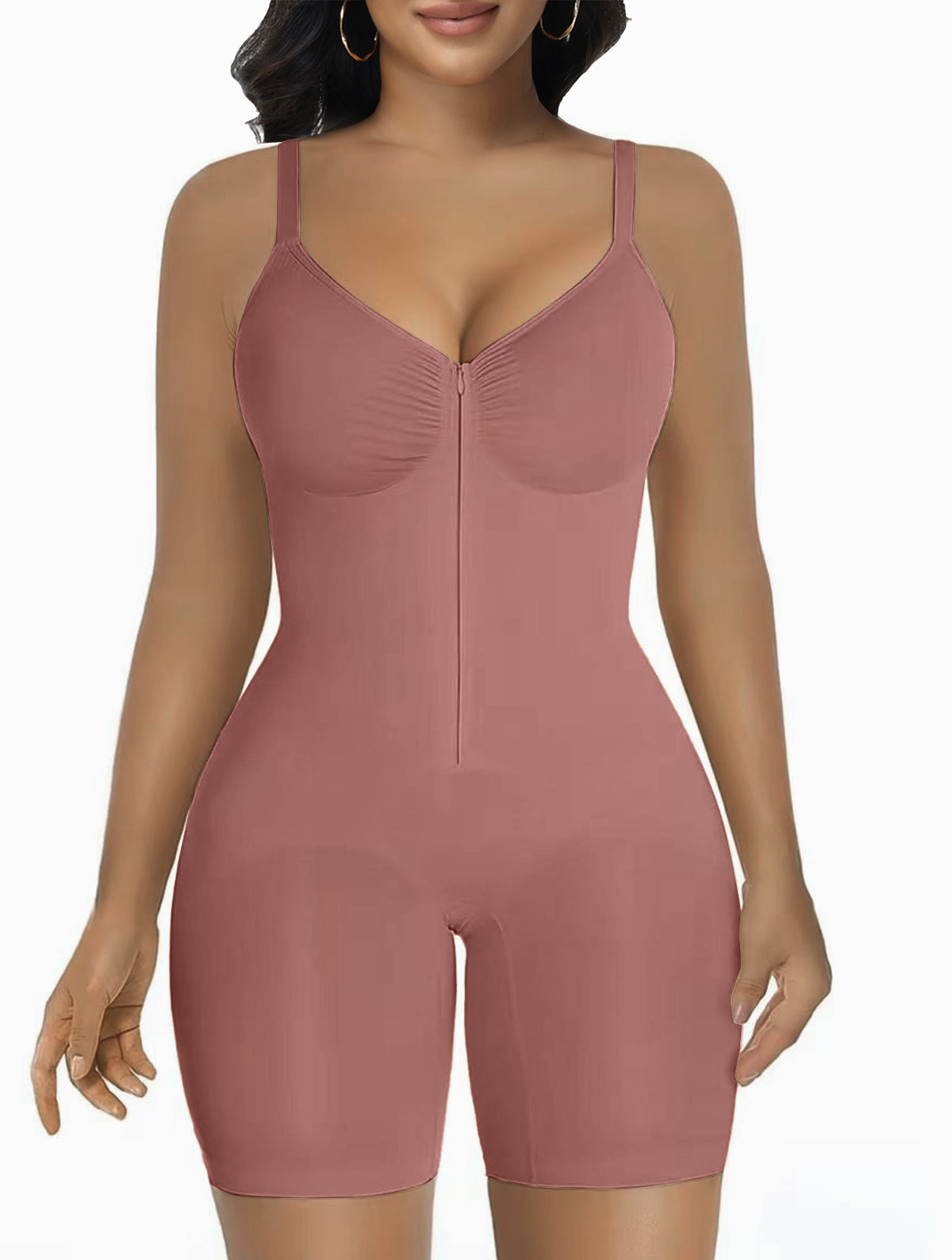 High Elastic Zipper Adjustable Straps Breathable Mesh Design Tummy Control Body Shaper