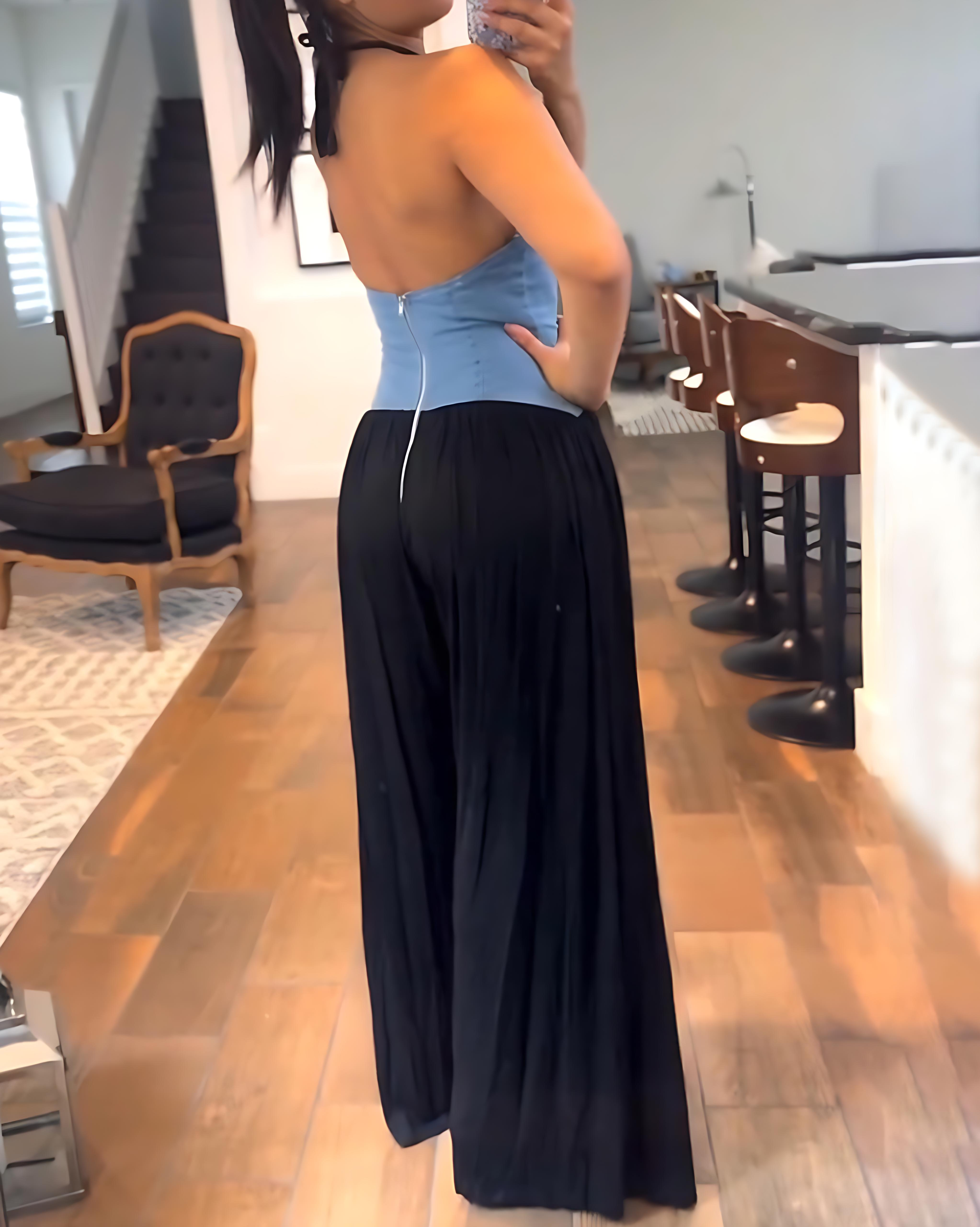 Halter Neck Waist Wide Leg Jumpsuit